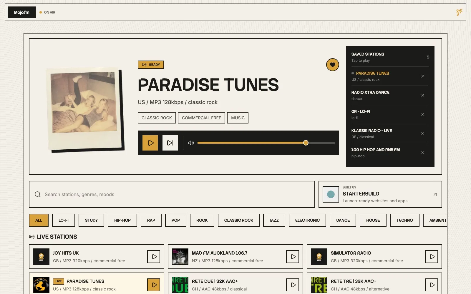 Mojo.fm homepage hero