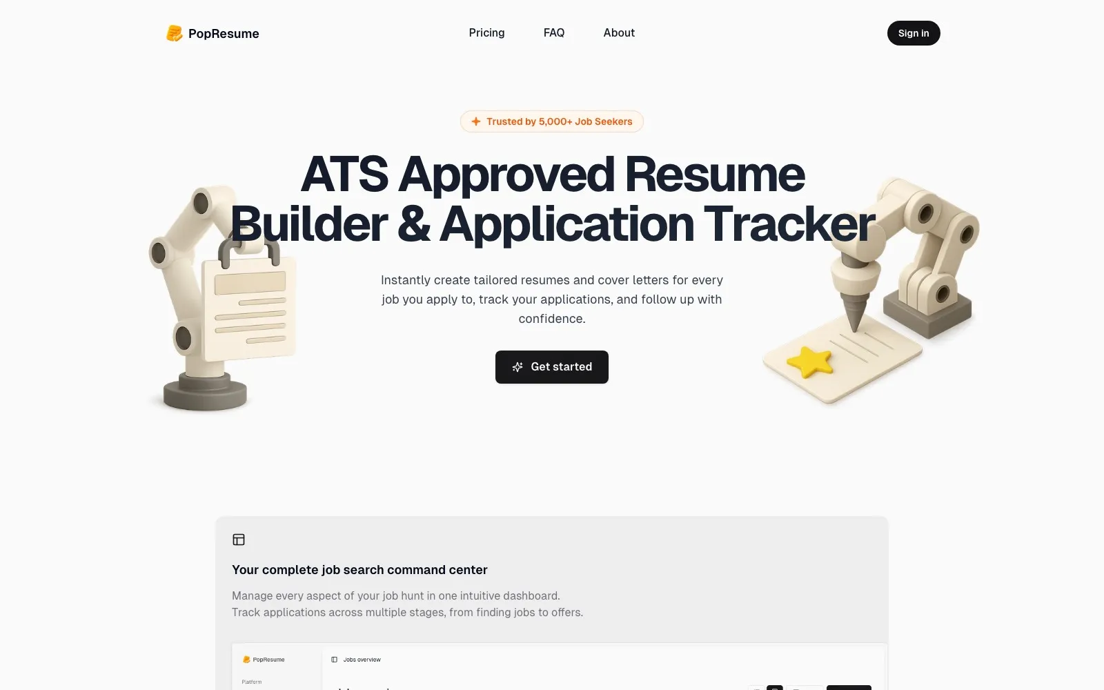 PopResume homepage hero