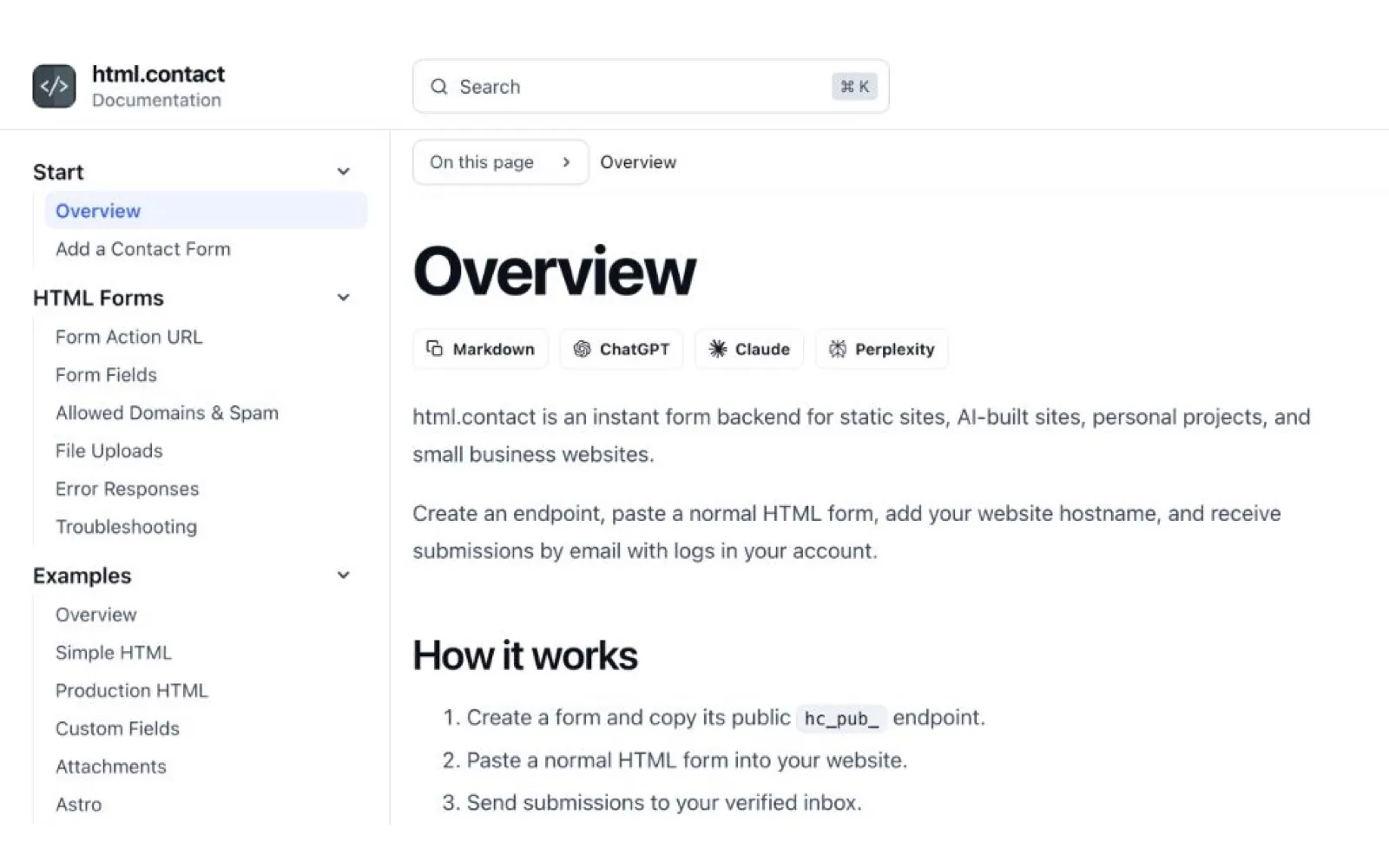 html.contact documentation