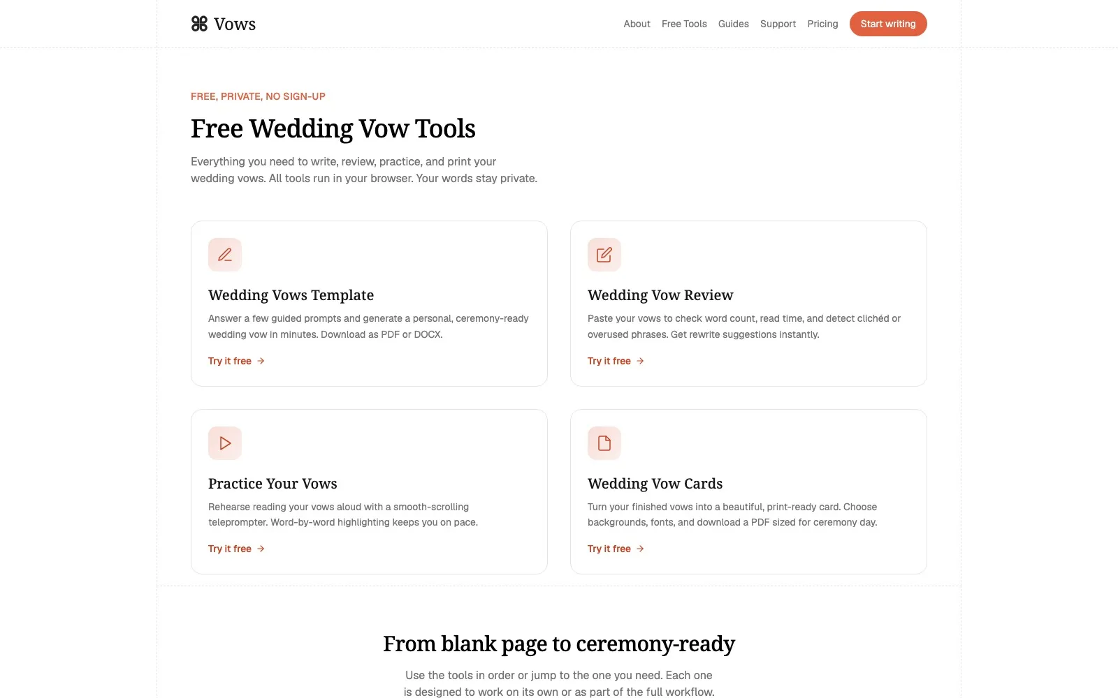 Vows.You tools page