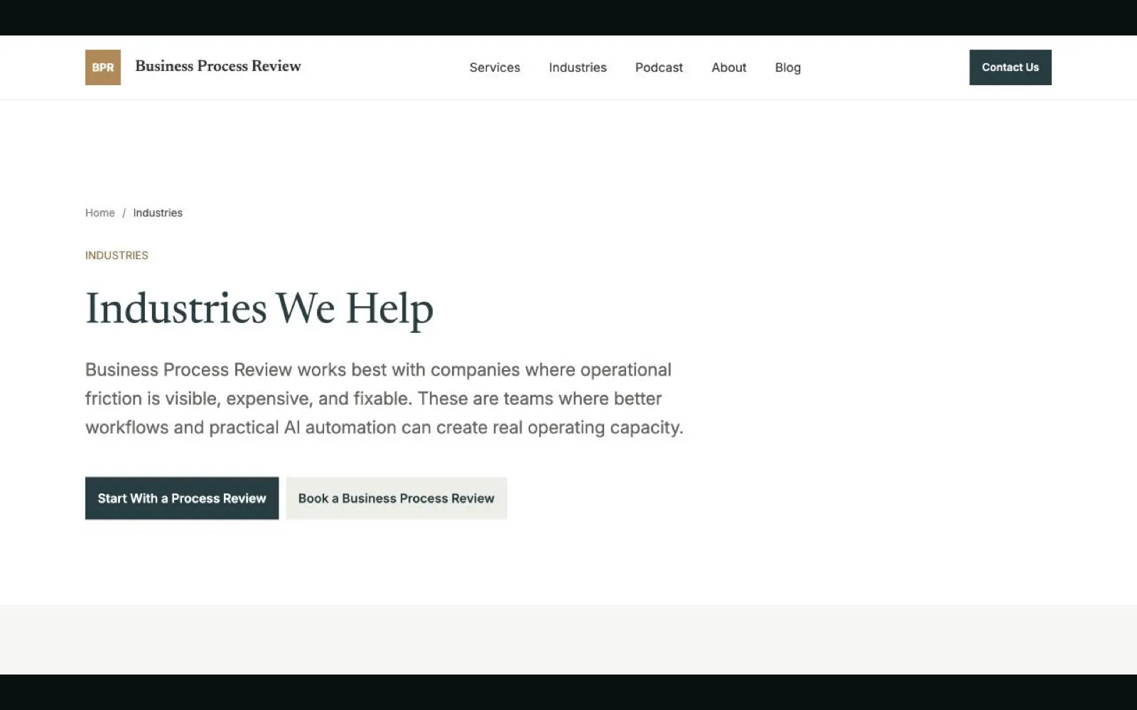 Business Process Review industries