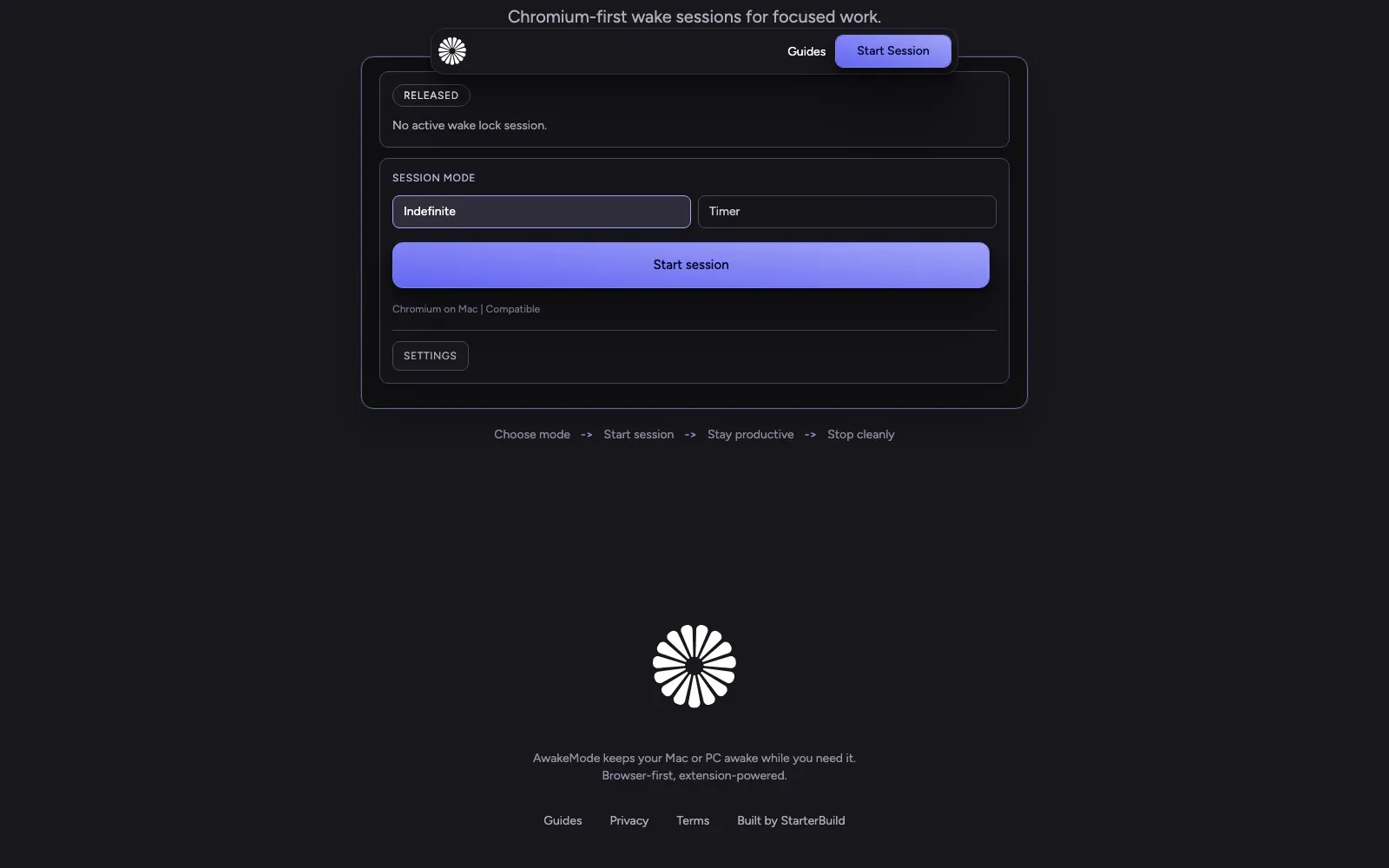 AwakeMode product interface