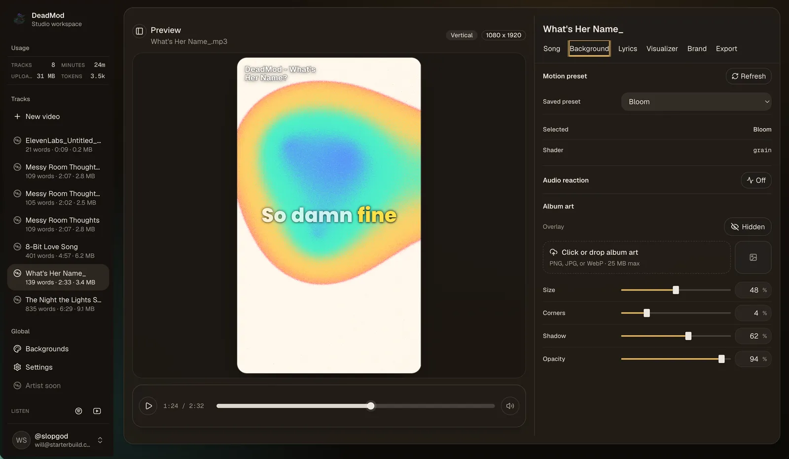 DeadMod Studio vertical video background